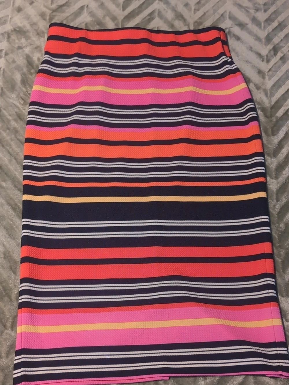 eci Striped Midi Skirt in Black & Pink Size Small